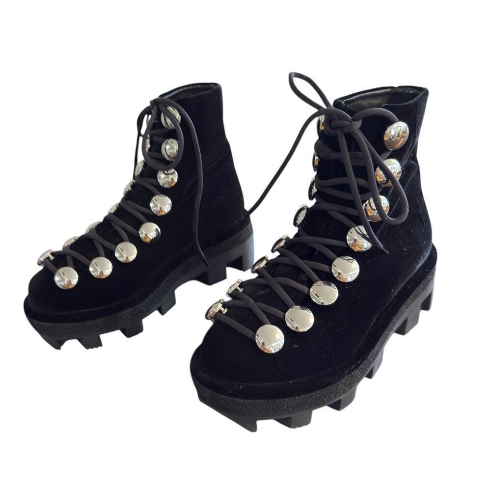 Alexander Wang Sam Lace-up Hook Platform Bootie in Black tone Women's Size 37